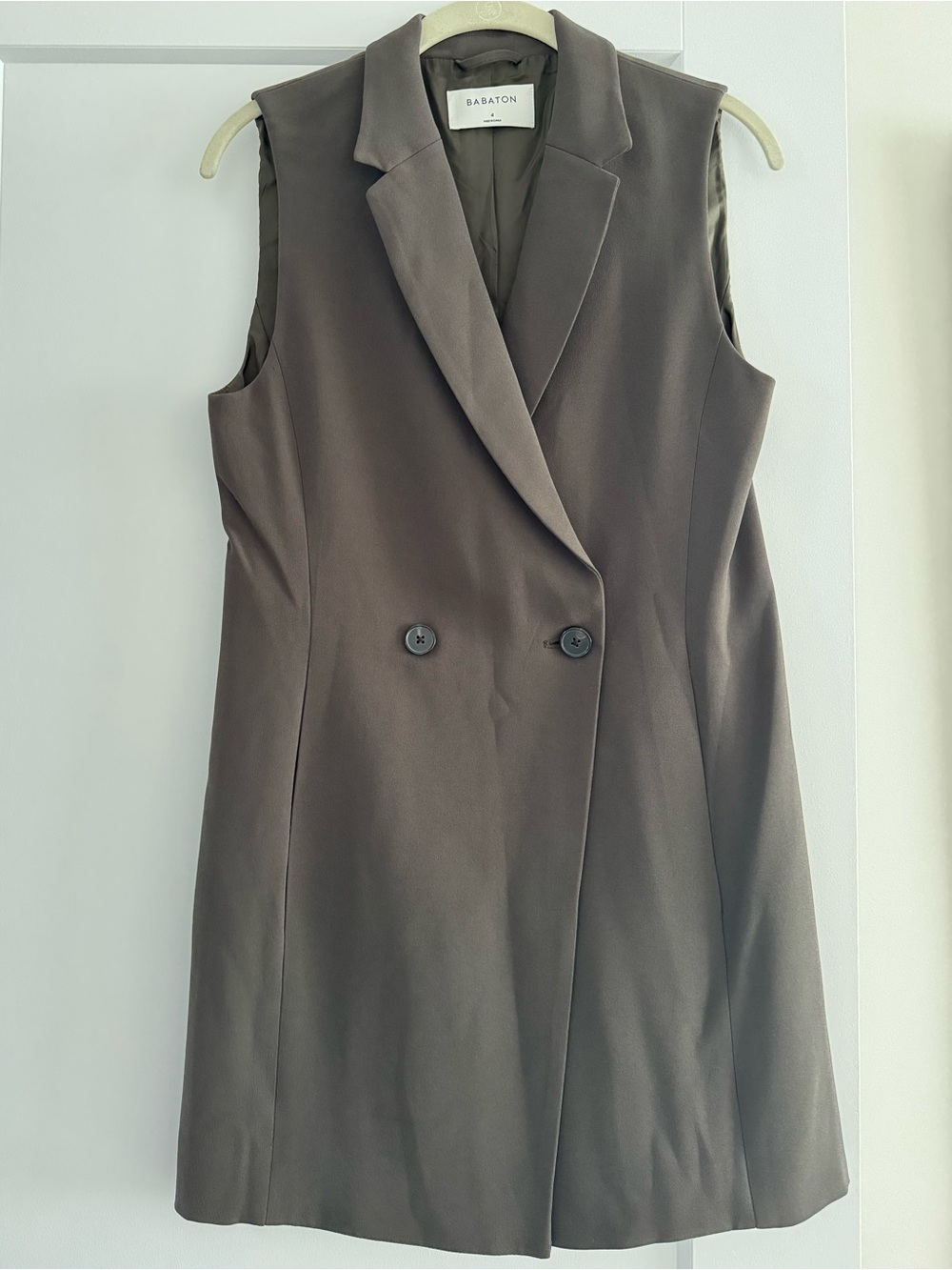 Babaton Blazer Vest Dress in Olive Green - Picture 3 of 8